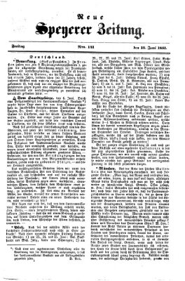 Neue Speyerer Zeitung Freitag 13. Juni 1851