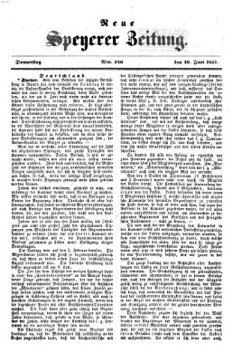 Neue Speyerer Zeitung Donnerstag 19. Juni 1851