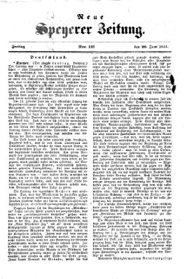 Neue Speyerer Zeitung Freitag 20. Juni 1851