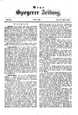 Neue Speyerer Zeitung Freitag 27. Juni 1851