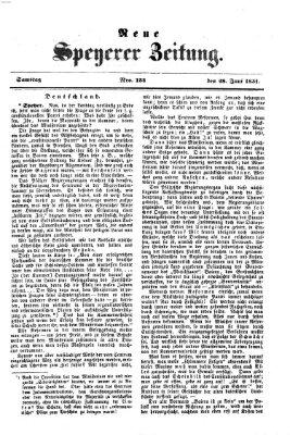 Neue Speyerer Zeitung Samstag 28. Juni 1851