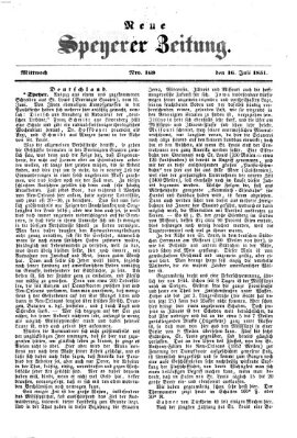 Neue Speyerer Zeitung Mittwoch 16. Juli 1851