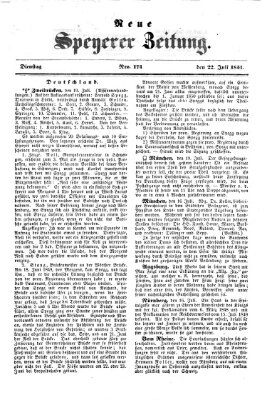 Neue Speyerer Zeitung Dienstag 22. Juli 1851