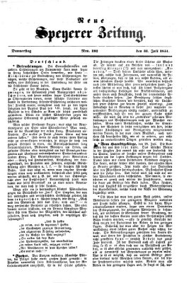 Neue Speyerer Zeitung Donnerstag 31. Juli 1851