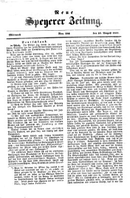 Neue Speyerer Zeitung Mittwoch 13. August 1851