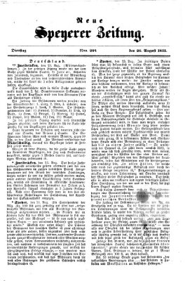 Neue Speyerer Zeitung Dienstag 26. August 1851