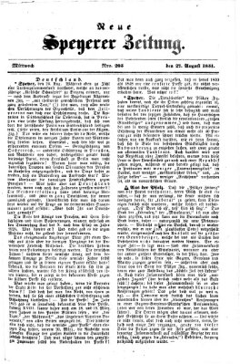 Neue Speyerer Zeitung Mittwoch 27. August 1851