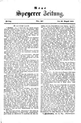 Neue Speyerer Zeitung Freitag 29. August 1851