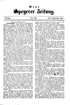 Neue Speyerer Zeitung Dienstag 2. September 1851