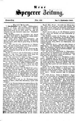 Neue Speyerer Zeitung Donnerstag 4. September 1851