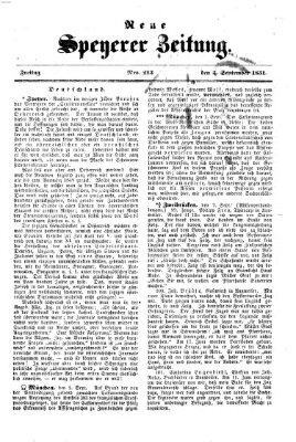 Neue Speyerer Zeitung Freitag 5. September 1851