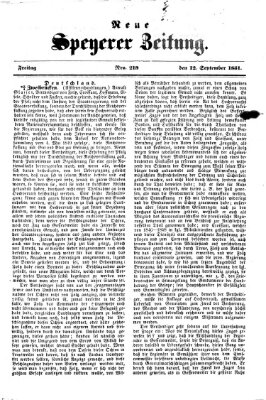 Neue Speyerer Zeitung Freitag 12. September 1851