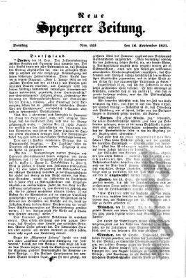 Neue Speyerer Zeitung Dienstag 16. September 1851