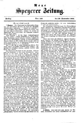 Neue Speyerer Zeitung Freitag 19. September 1851