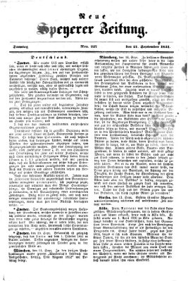 Neue Speyerer Zeitung Sonntag 21. September 1851