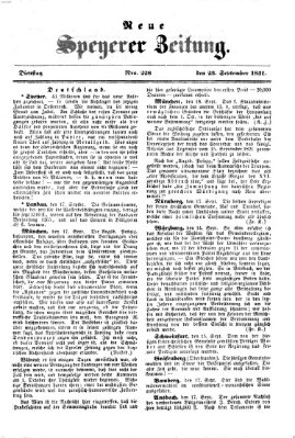 Neue Speyerer Zeitung Dienstag 23. September 1851