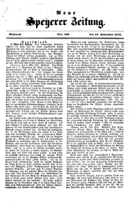 Neue Speyerer Zeitung Mittwoch 24. September 1851