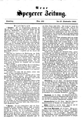 Neue Speyerer Zeitung Samstag 27. September 1851