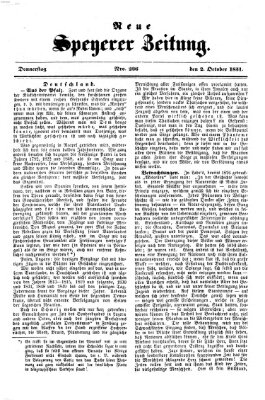 Neue Speyerer Zeitung Donnerstag 2. Oktober 1851