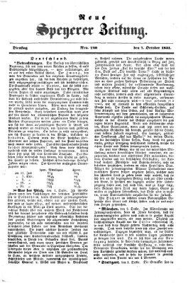 Neue Speyerer Zeitung Dienstag 7. Oktober 1851