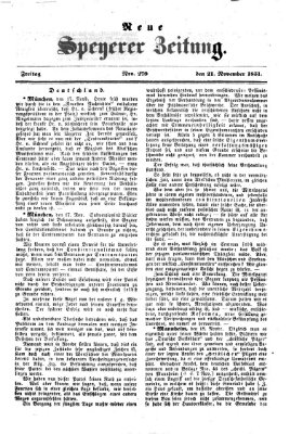 Neue Speyerer Zeitung Freitag 21. November 1851