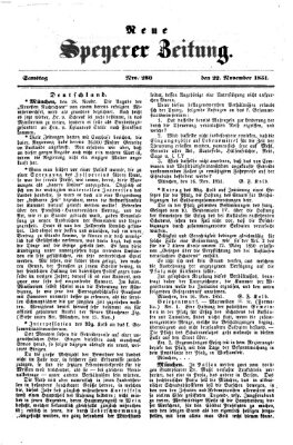 Neue Speyerer Zeitung Samstag 22. November 1851