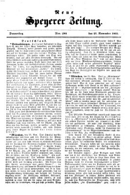 Neue Speyerer Zeitung Donnerstag 27. November 1851