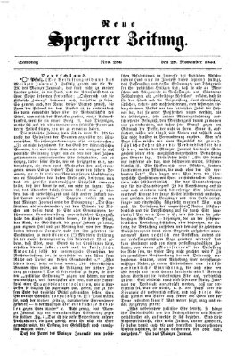 Neue Speyerer Zeitung Samstag 29. November 1851