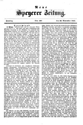 Neue Speyerer Zeitung Sonntag 30. November 1851