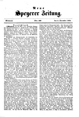 Neue Speyerer Zeitung Mittwoch 3. Dezember 1851