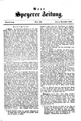 Neue Speyerer Zeitung Donnerstag 4. Dezember 1851