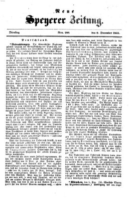 Neue Speyerer Zeitung Dienstag 9. Dezember 1851