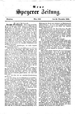 Neue Speyerer Zeitung Sonntag 28. Dezember 1851