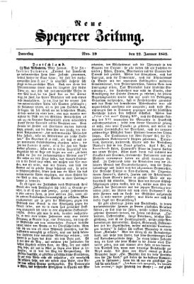 Neue Speyerer Zeitung Donnerstag 22. Januar 1852