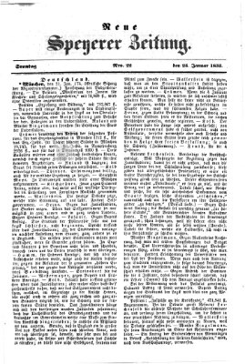 Neue Speyerer Zeitung Sonntag 25. Januar 1852