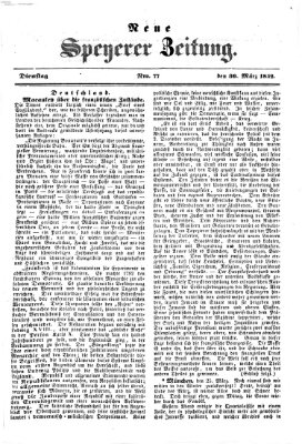 Neue Speyerer Zeitung Dienstag 30. März 1852