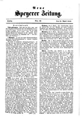 Neue Speyerer Zeitung Sonntag 11. April 1852