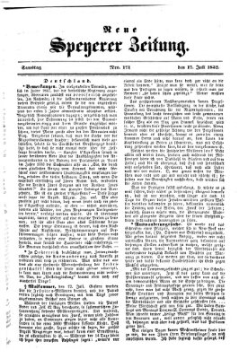 Neue Speyerer Zeitung Samstag 17. Juli 1852