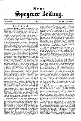 Neue Speyerer Zeitung Sonntag 18. Juli 1852
