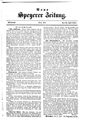 Neue Speyerer Zeitung Mittwoch 21. Juli 1852