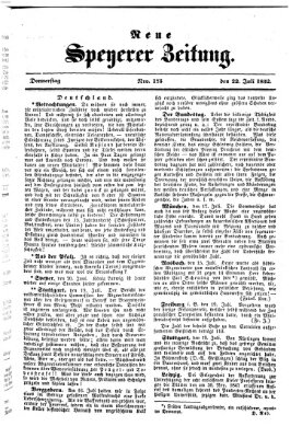 Neue Speyerer Zeitung Donnerstag 22. Juli 1852