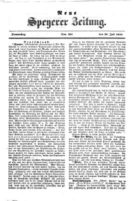 Neue Speyerer Zeitung Donnerstag 29. Juli 1852