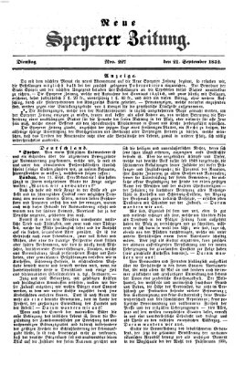 Neue Speyerer Zeitung Dienstag 21. September 1852