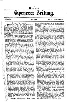 Neue Speyerer Zeitung Sonntag 10. Oktober 1852