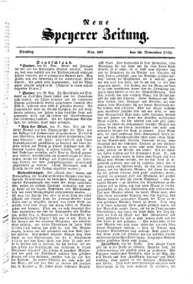 Neue Speyerer Zeitung Dienstag 30. November 1852