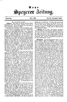 Neue Speyerer Zeitung Samstag 25. Dezember 1852