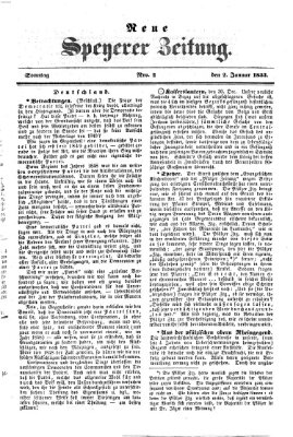 Neue Speyerer Zeitung Sonntag 2. Januar 1853