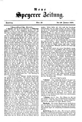 Neue Speyerer Zeitung Samstag 29. Januar 1853