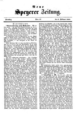 Neue Speyerer Zeitung Dienstag 1. Februar 1853