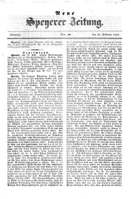 Neue Speyerer Zeitung Sonntag 27. Februar 1853